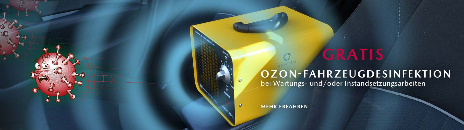 Fahrzeug desinfizieren mit Ozon Behandlung bei Corona Viren